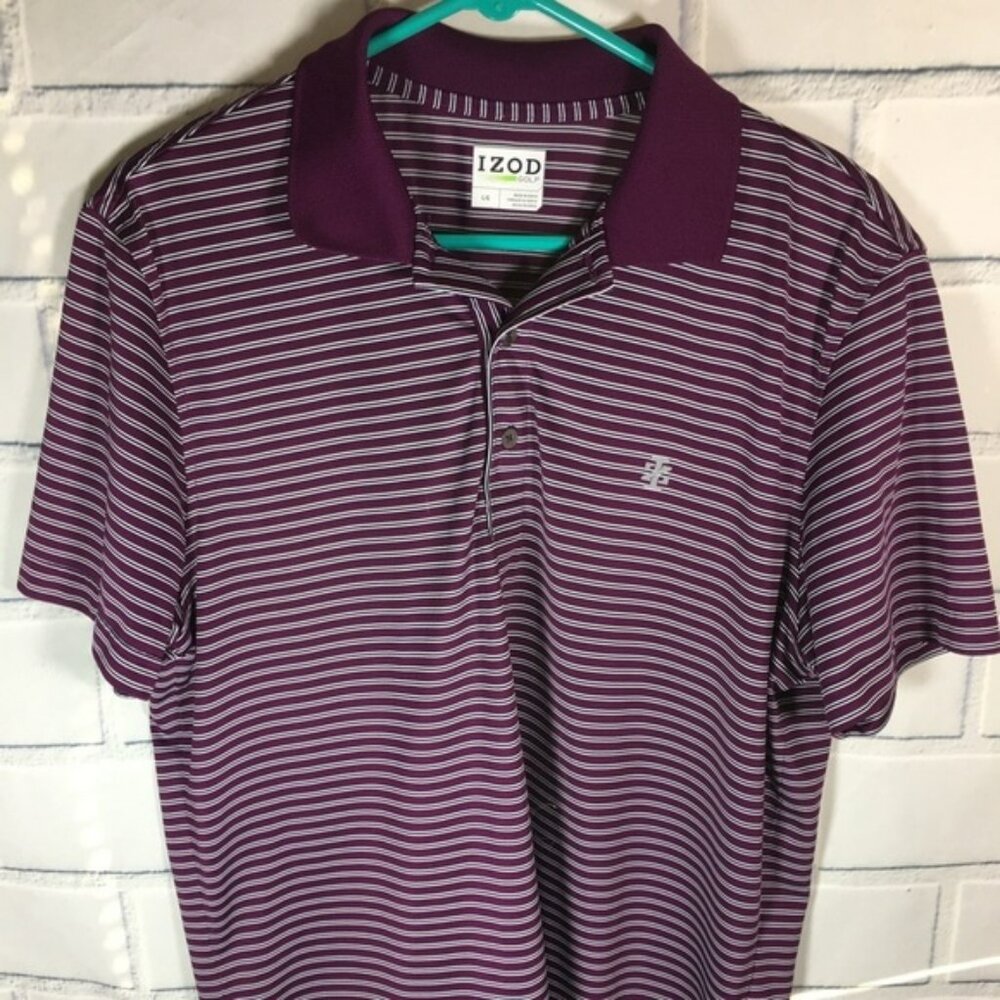 Izod GOLF SZ L Mens Short Sleeve Polo Shirt Plum